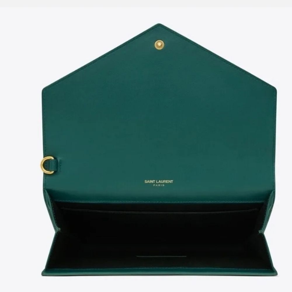 YSL SAINT LAURENT CROC EMBOSSED CASSANDRE CLUTCH - Picture 3 of 4